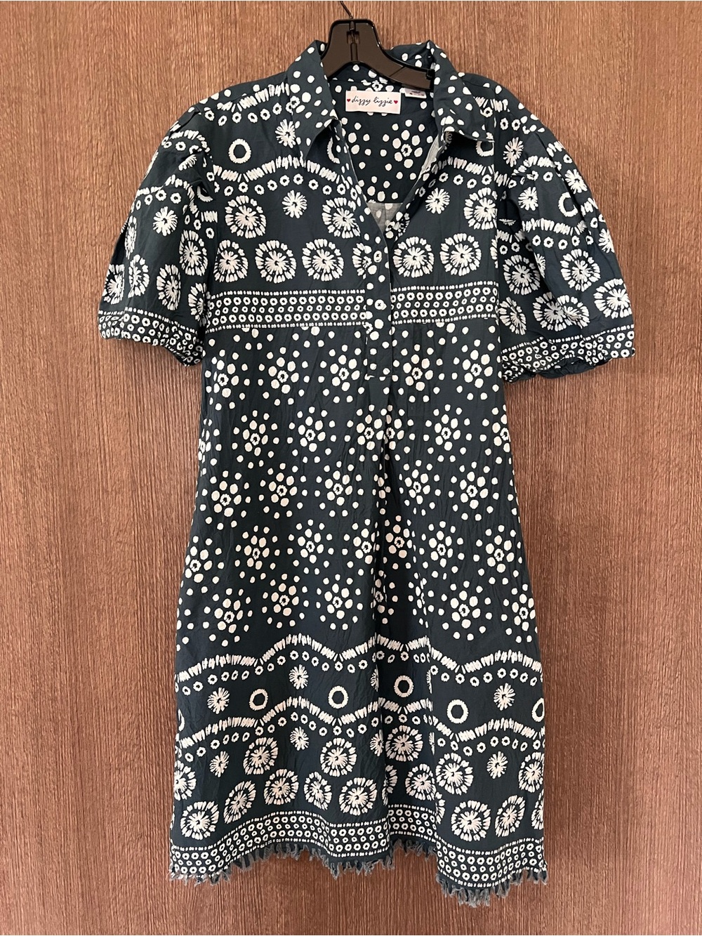 Dizzy Lizzie Navy & White Printed Shirt Dress